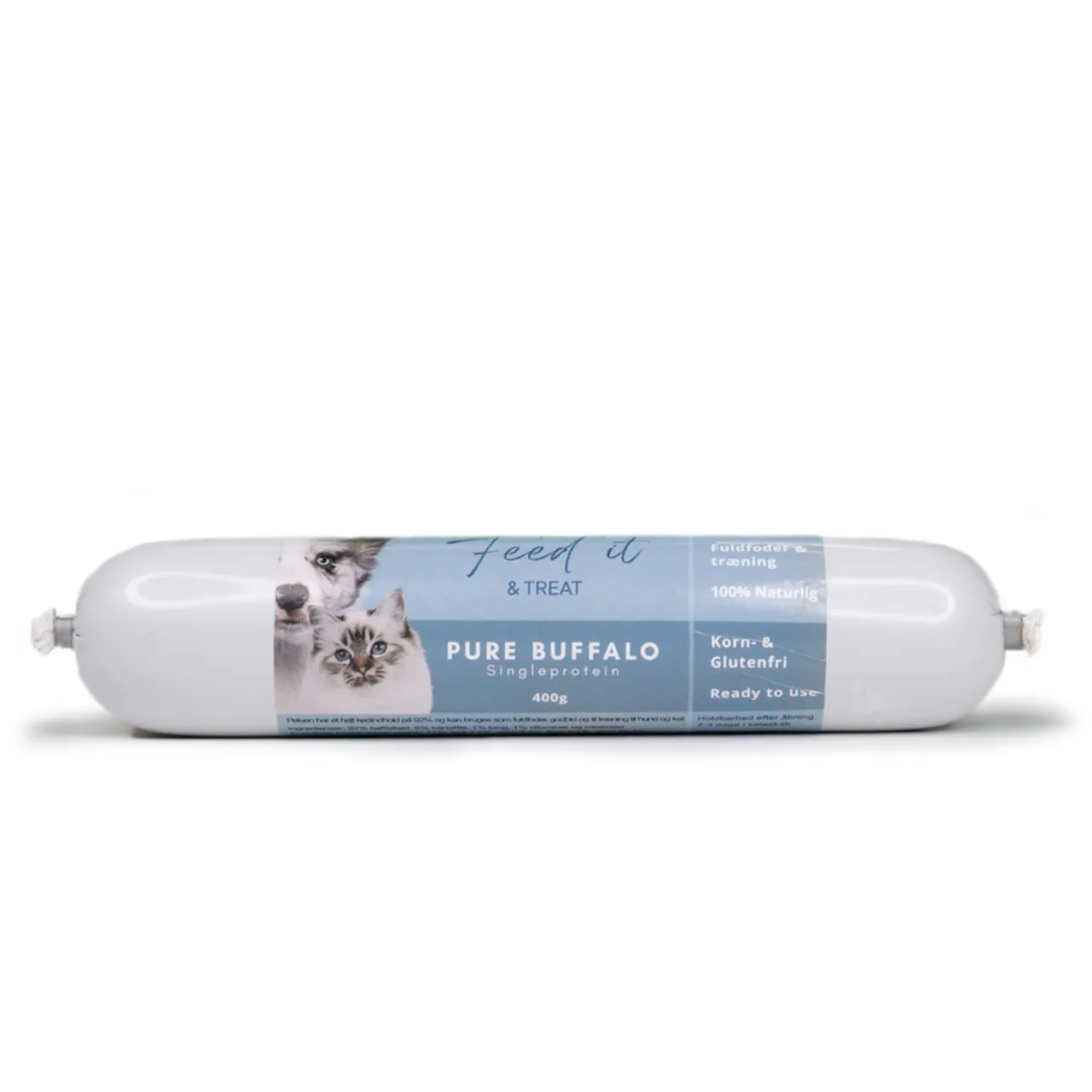 Feedit & Treat Pure Buffalo 400 g - naturlig bøffelpølse til hund og kat
